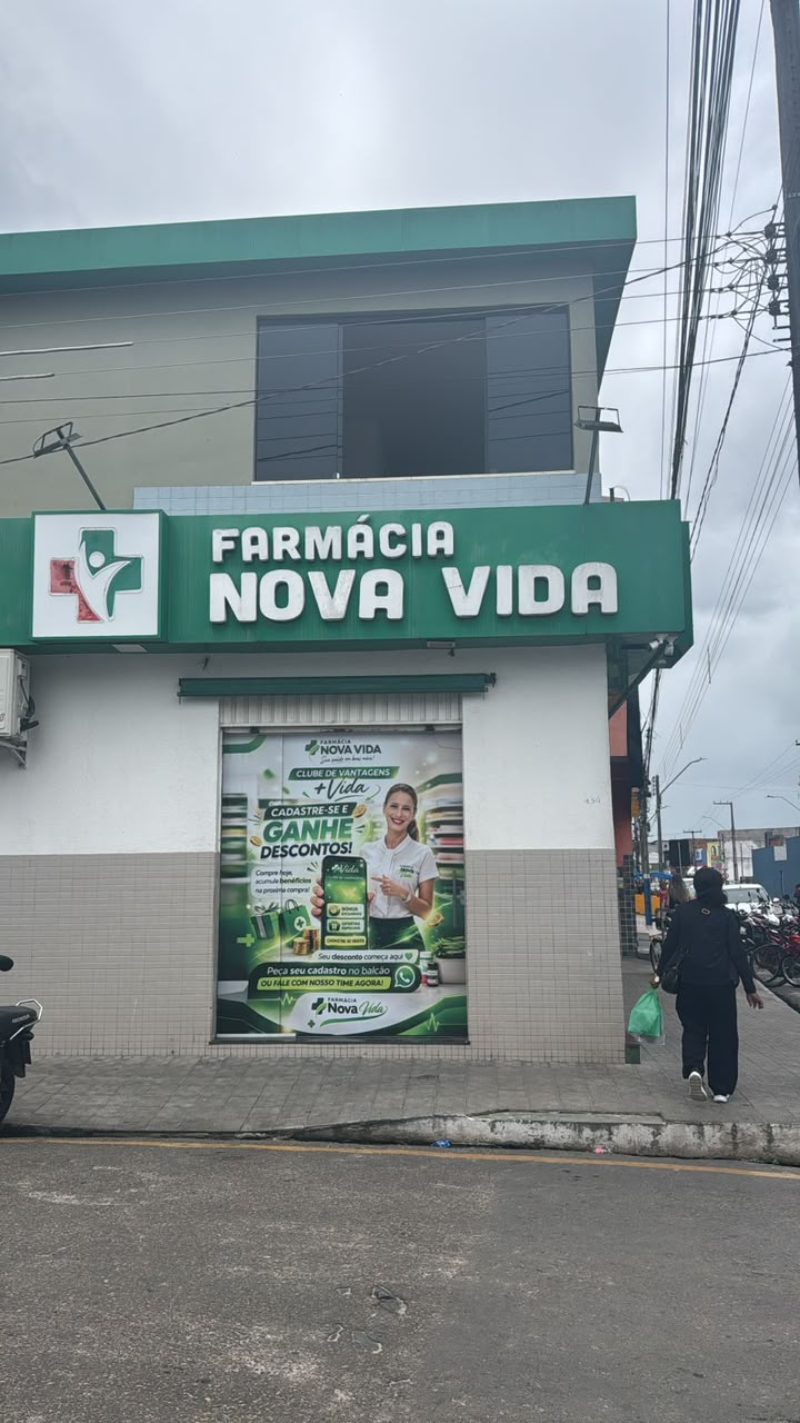 Fachada principal da Farmácia Nova Vida